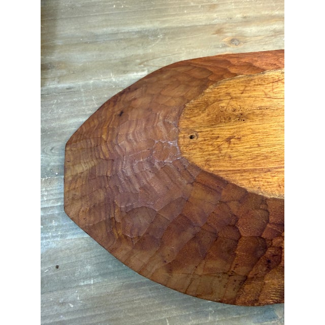 Wood Antique Bread Dough Bowl Belted Made With Hand Tools- For Sale - Image 7 of 8