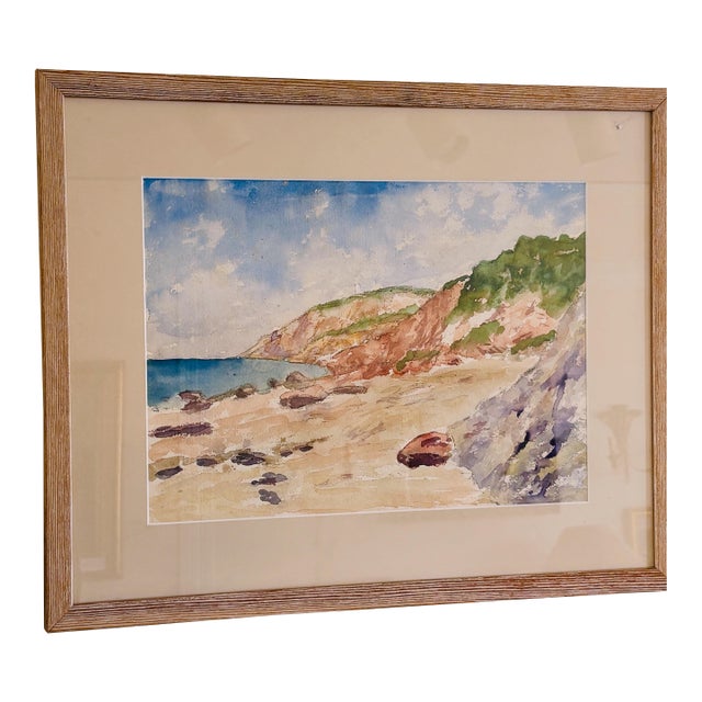 1990s Framed American Watercolor Seascape For Sale