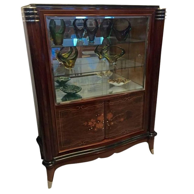 Jules Leleu Style French Art Deco Vitrine Bar For Sale