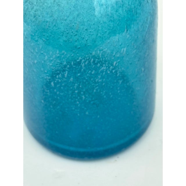 Mid-Century Modern Art Glass Tall Vase: Vintage Mid Century Cerulean Periwinkle Blue Crackle With Lovely Texture For Sale - Image 3 of 4