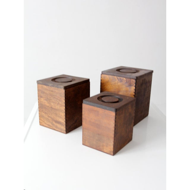 Mid-Century Modern Mid-Century Wood Canister Set For Sale - Image 3 of 15