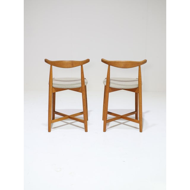Mid-Century Modern Vintage Danish Cowhorn Bar Stools in Oak from Findahls Møbelfabrik, 1960s, Set of 2 For Sale - Image 3 of 14