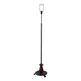 Art Deco Danish Floor Lamp in Brass, Wood and Iron by Lyfa, 1920s For Sale