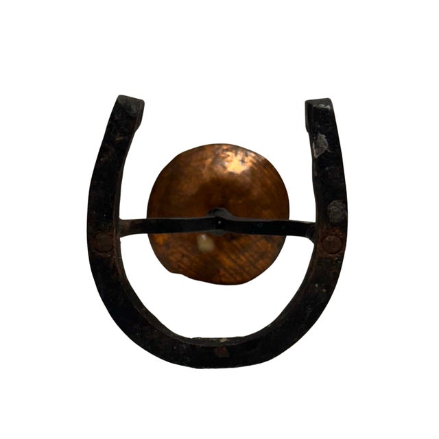 1960s Vintage Hand-Forged Wrought Iron Horseshoe Candlestick For Sale - Image 5 of 6