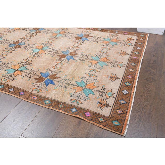 Brown Vintage Turkish Oushak Handmade Wool Cotton Brown Area Rug For Sale - Image 8 of 11