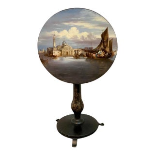 19th Century English Papier-M?¢ché Tilt-Top Table View of St Marks Square For Sale