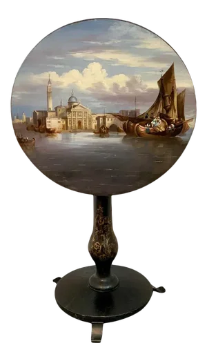 19th Century English Papier-M?¢ché Tilt-Top Table View of St Marks Square
