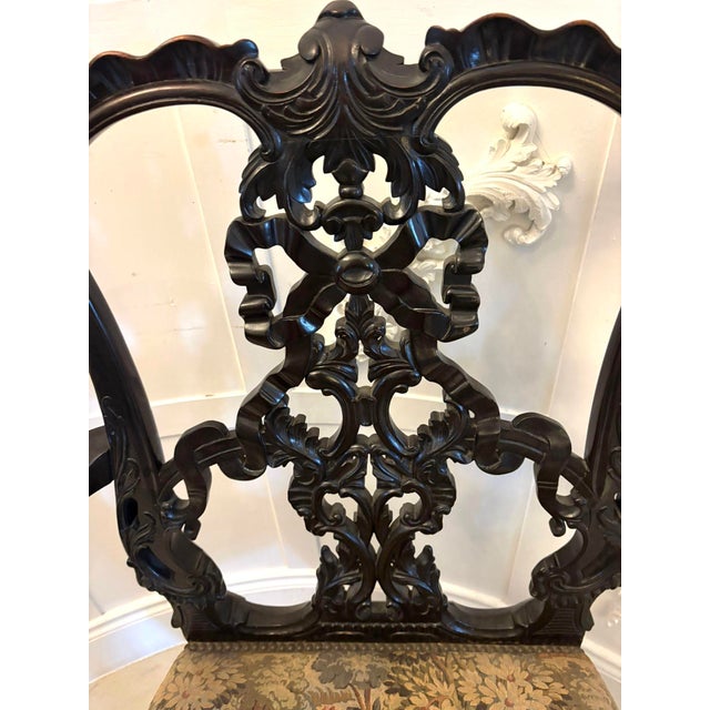 Antique Victorian Carved Mahogany Chippendale Style Ribbon Back Desk Chair, 1860 For Sale - Image 11 of 16