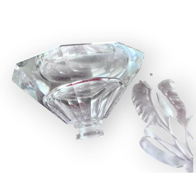 1930s Czechoslovakian Art Deco Paneled Crystal Perfume Bottle Frosted Crystal Stoppe For Sale - Image 5 of 13