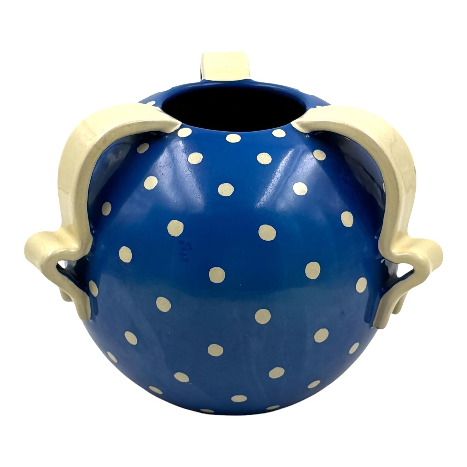 Art Deco Blue Ceramic Vase, Rometti, Umbertide Italy 1930s | Chairish