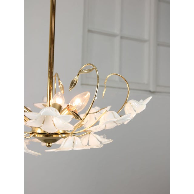 Vintage Italian Murano Glass Flower Chandelier, 1980s For Sale - Image 9 of 16