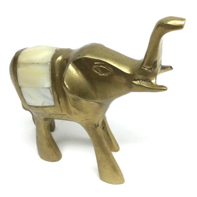 Miniature Brass Elephant With Mother of Pearl Inlaid Saddle For Sale In Portland, ME - Image 6 of 9