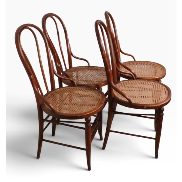 Late 19th Century Set of Four Late 19th Century Bentwood Bistro Cafe Dining Chairs For Sale - Image 5 of 14