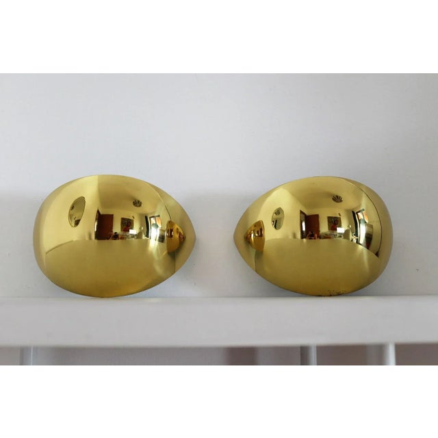 Metal Italian Half Moon Wall Sconces in Brass, 1960s, Set of 2 For Sale - Image 7 of 16