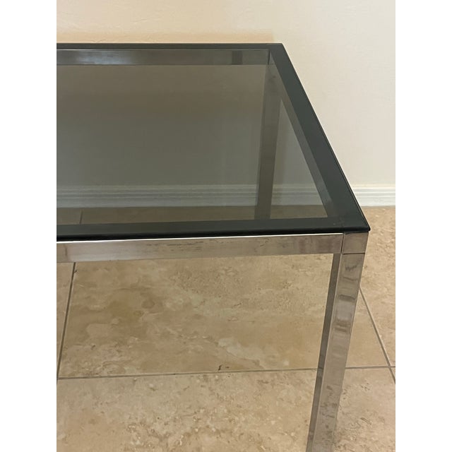 Mid Century Chrome and Smoke Glass Coffee Table in Style of Florence Knoll For Sale - Image 9 of 12