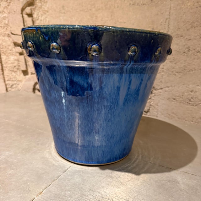 1980s Vintage Modern Rimini Blue Ceramic Pottery Earthenware Indoor/Outdoor Planter For Sale - Image 5 of 8