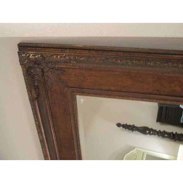 Contemporary Vintage Late 20th Century Large Gold Beveled Floor Mirror For Sale - Image 3 of 5