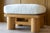 Sculptural dowel wood ottoman by Karl Springer, featuring the designer’s characteristic use of bold architectural forms...