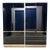 1960s Pair of Navy Blue Glass and Brass Ello Wardrobe Cabinets For Sale