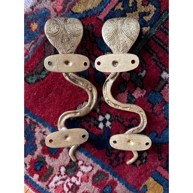 2000 - 2009 Hollywood Regency Gold Cobra Door Handles- A Pair For Sale - Image 5 of 6