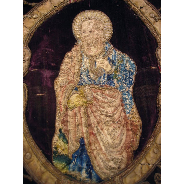 17th Century Large Velvet Gold and Silk Embroidered Antependium Circa 17 Century For Sale - Image 5 of 14