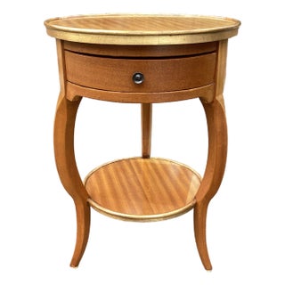 Vintage Round Mahogany Two-Tier Side Table With Drawer - Regency Style Accent Table For Sale