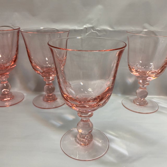 Traditional Pink Tiffin-Franciscan Canterbury II Water Goblets - Set of 5 For Sale - Image 3 of 6