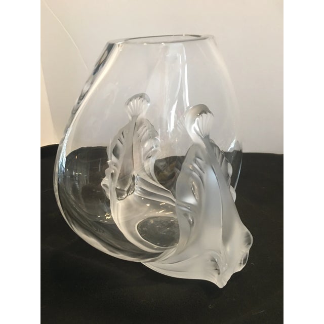 1950s Lalique France Garance Frosted Fish Vase For Sale - Image 11 of 13