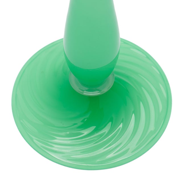 Frederick Carder-Era Steuben Jade and Alabaster Glass Candlestick, 1920-1933 For Sale In Chicago - Image 6 of 9