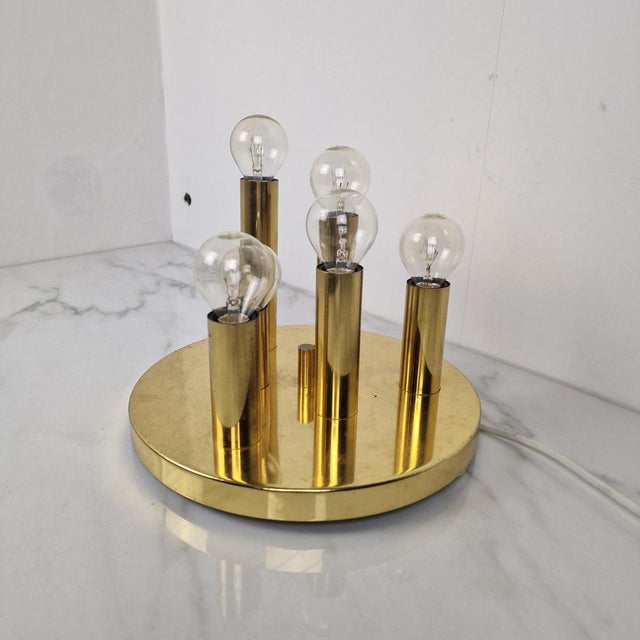 Gold 6-Light Flush-Mount attributed to Gaetano Scioliari for Boulanger, Italy, 1970s For Sale - Image 8 of 13