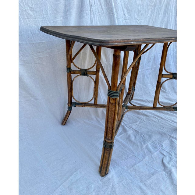 Vintage French Oak and Bamboo Bistro Table Chairish