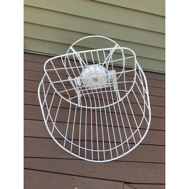 1960s Mid-Century Modern Homecrest Bottemiller White Metal Wire Swivel Rocker Barrel Chair For Sale In Denver - Image 6 of 13