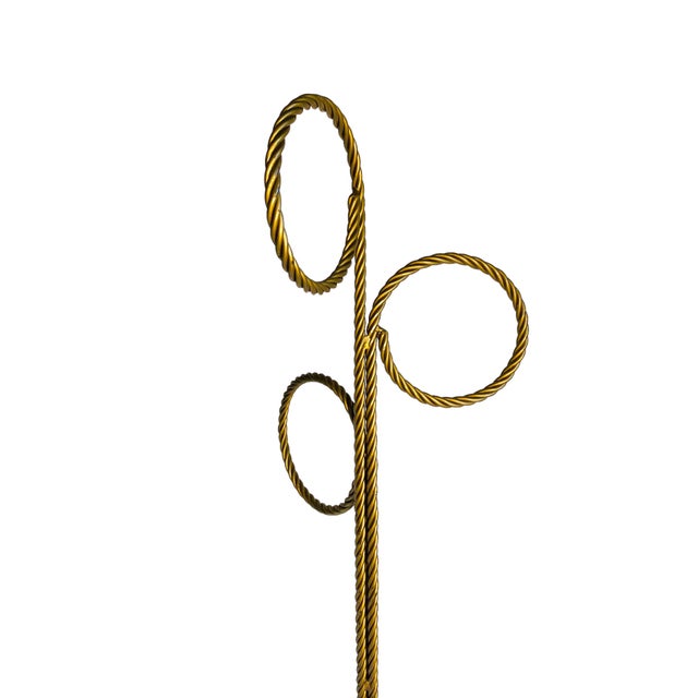 Stunning Hollywood Regency freestanding 3-ring towel / blanket rack. Braided gilt iron design, very heavy and sturdy base....