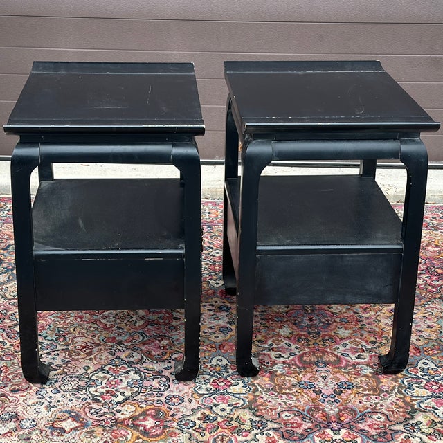 Vintage Ming Pagoda Top Nightstands Attributed to Kent Coffey - A Pair For Sale - Image 11 of 12