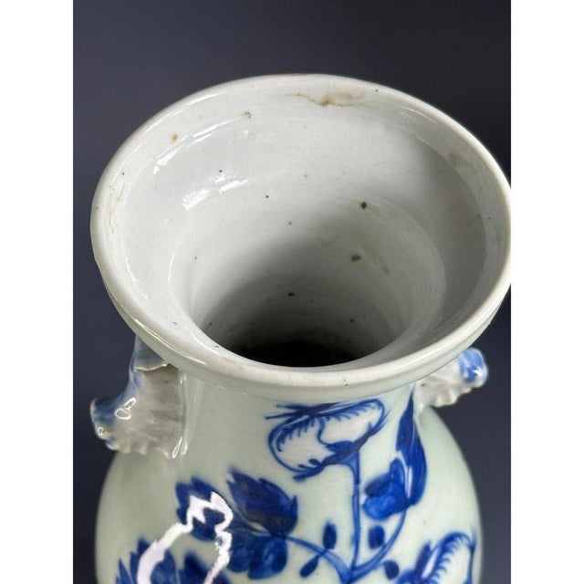 Chinese Fô Dogs Vase with Collar and Peonies Decor, 19th Century For Sale - Image 6 of 11