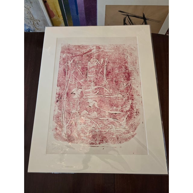 1960s Vintage Mid Century Modern Signed Abstract Lithograph For Sale - Image 5 of 7