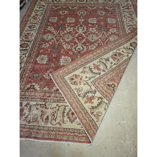 Vintage Salmon Oushak Wool Rug, Pakistan, Late 20th Century, 9’ X 11’5” For Sale In Los Angeles - Image 6 of 7