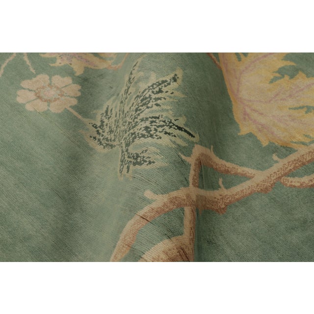 Textile Rug & Kilim’s Chinese Art Deco Inspired Rug, Green With Elegant Vine Scroll For Sale - Image 7 of 8