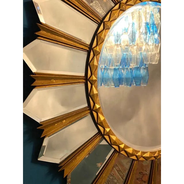 Large Mid-Century Italian Sunburst Mirror, 1960s For Sale - Image 10 of 11