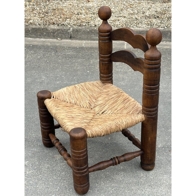 Vintage Oak and Straw Coffee Chair, 1960s For Sale - Image 5 of 18