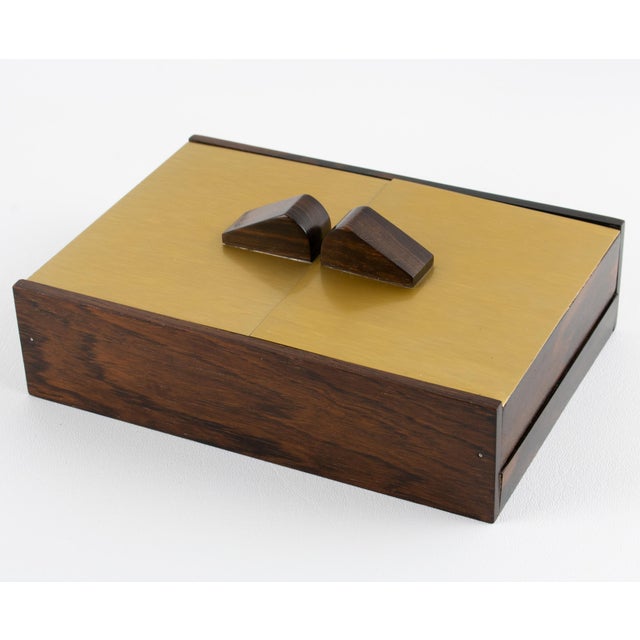 Mid Century Modern Gilded Aluminum and Macassar Wood Box, circa 1960 For Sale - Image 4 of 11