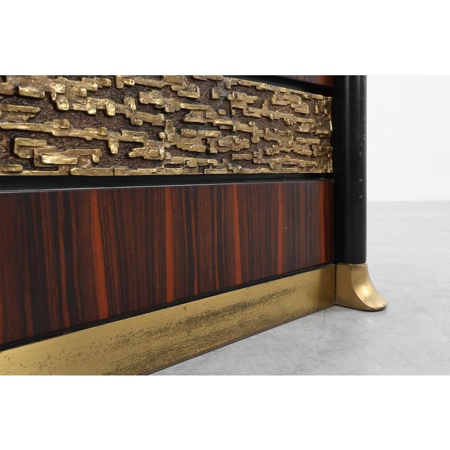 Nightstands in Wood with Brass Relief, Italy 1970s, Set of 2 For Sale - Image 13 of 15