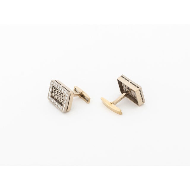18k White Gold and Diamond Cufflinks For Sale In New York - Image 6 of 10