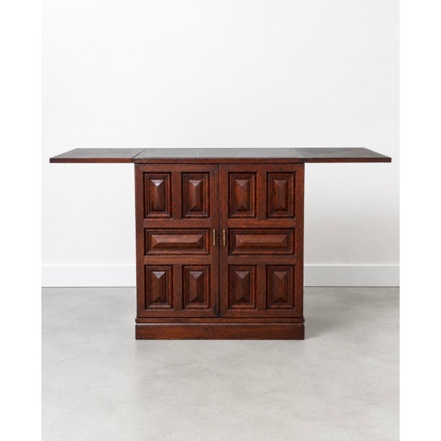 Vintage Ricardo Lynn Brutalist Bar Cabinet | 1960s Asian Modern Expanding Dry Bar | Fold-Out Cocktail Cabinet | Mid Century Furniture For Sale - Image 9 of 12