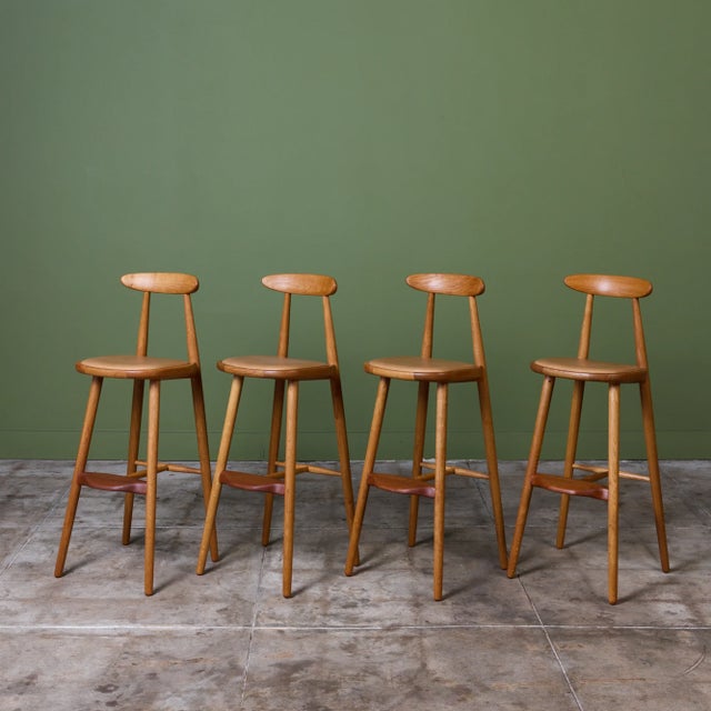 Vilhelm Wohlert Set of Four Vilhelm Wohert Bar Stools for Stolefabriken Odense For Sale - Image 4 of 17