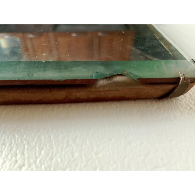 Nickel-Plated Wrought Iron Mirror with Candleholder and Clamps, 1930s For Sale - Image 9 of 17