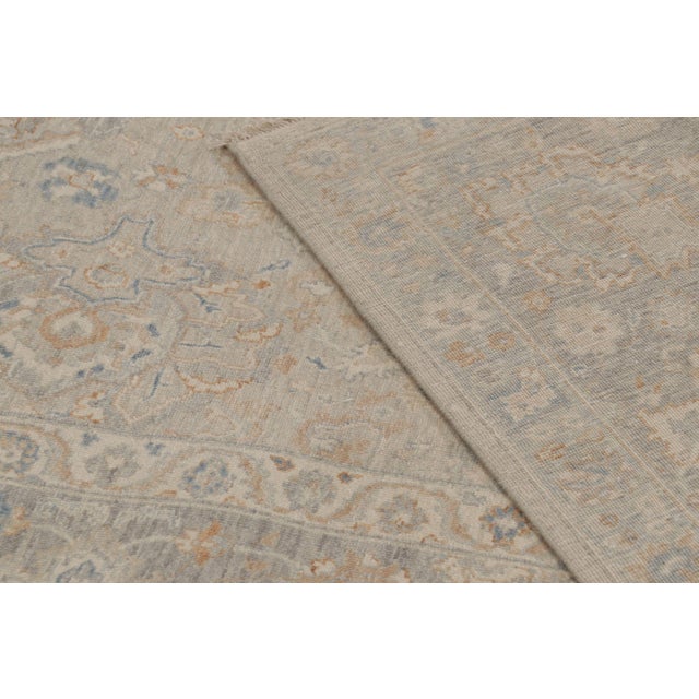 Gray Rug & Kilim’s Oushak-Inspired Rug, Silver-Gray With Blue Floral Patterns For Sale - Image 8 of 10
