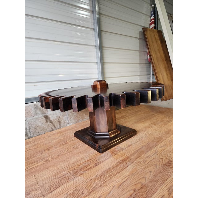 A striking vintage coffee table from Ethan Allen’s iconic Old Tavern Collection, crafted in solid pine and finished in a...