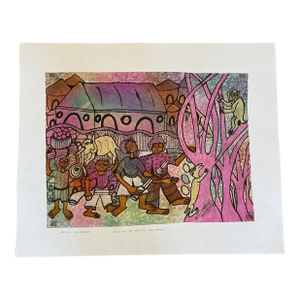 Hunting Expedition, Artist Soji Niran, Pen and Ink on Rice Paper Painting