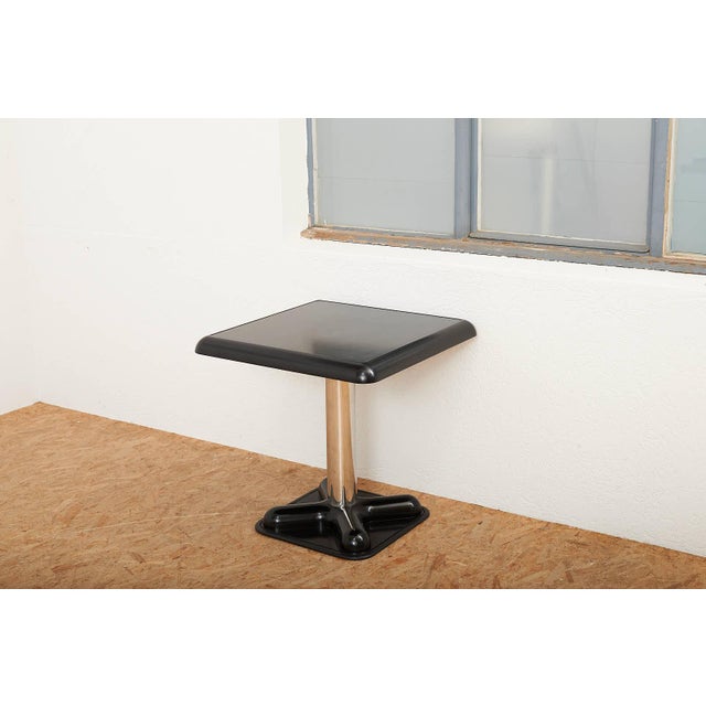 Bistro Table with Black Lacquered Fiberglass Top and Chrome-Plated Metal Base by Joe Colombo for Zanotta, 1970s For Sale - Image 10 of 14